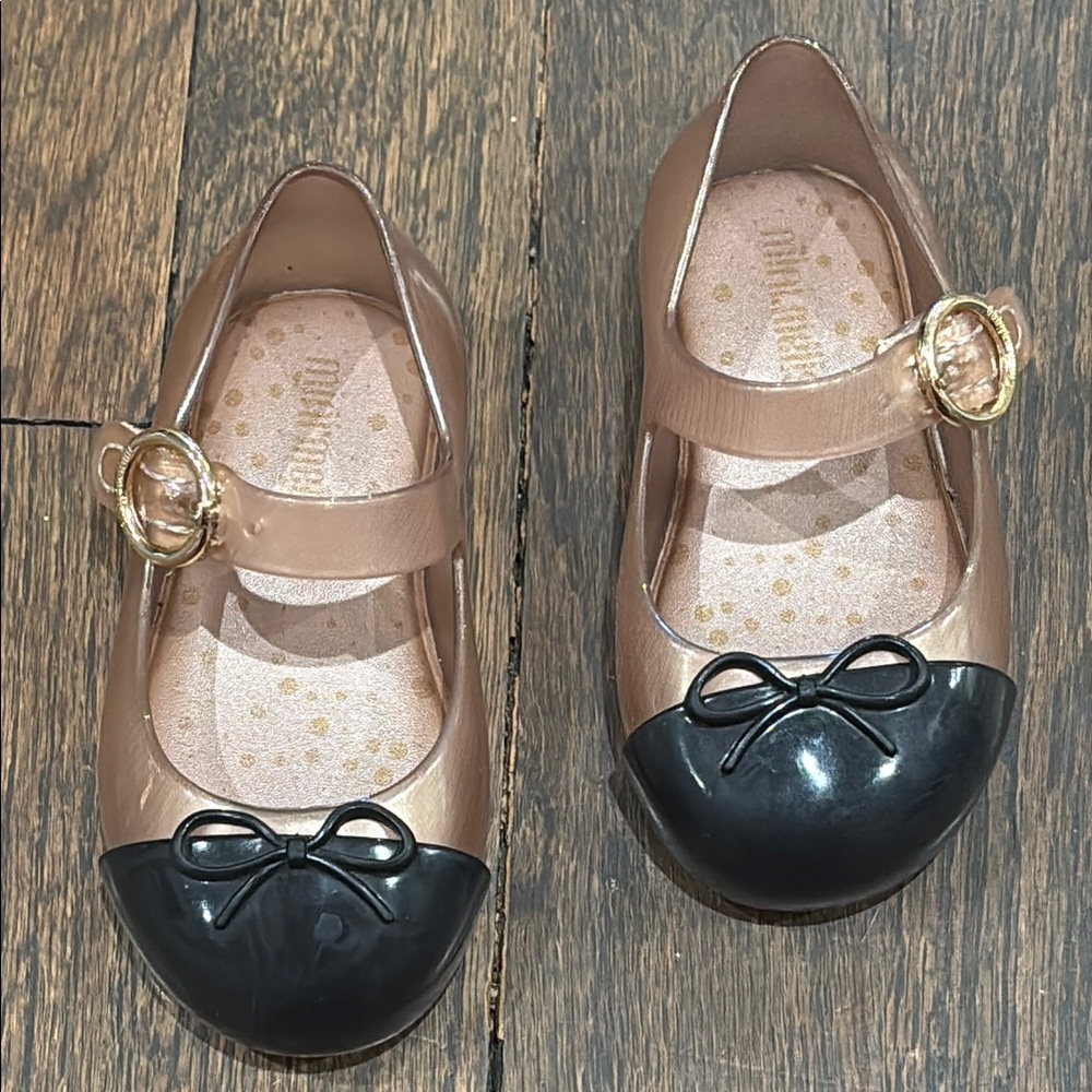 Mini Melissa Black and Tan Mary Jane Shoes